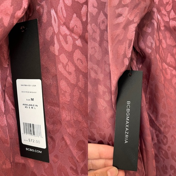 NWT BCBGMAXAZRIA Deco Rose Leopard Satin Top M - Picture 3 of 13